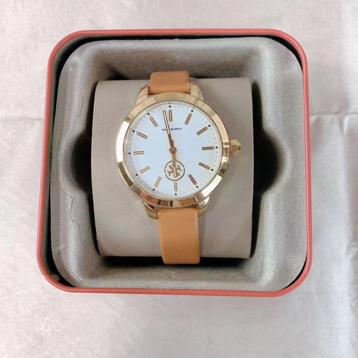 Tory Burch TBW1202 Collins Gold Tone Brown Luggage Leather Watch Tory Burch TBW1202 Collins Gold Tone Brown Luggage Leather Watch
